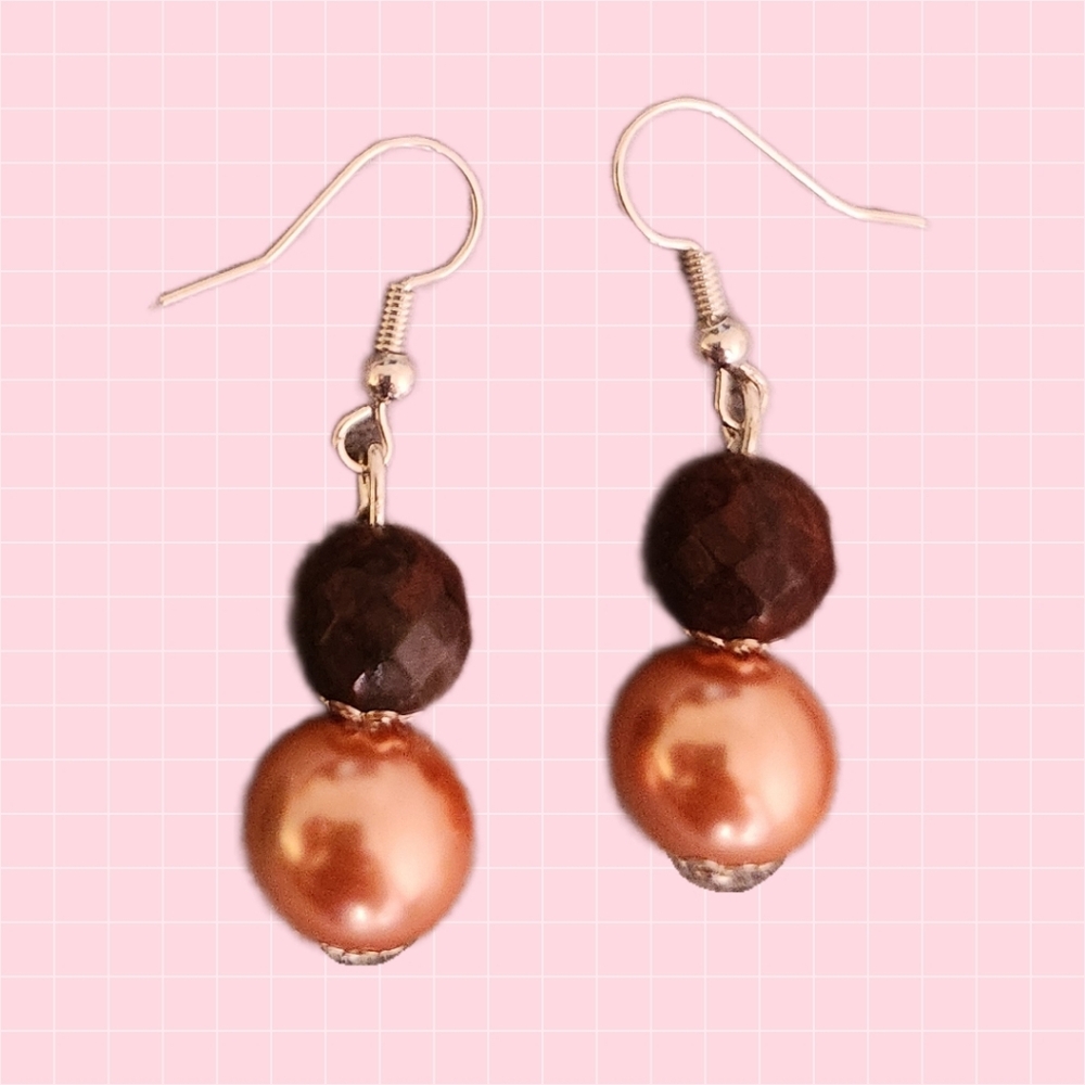 Brown Bead Drop Earrings